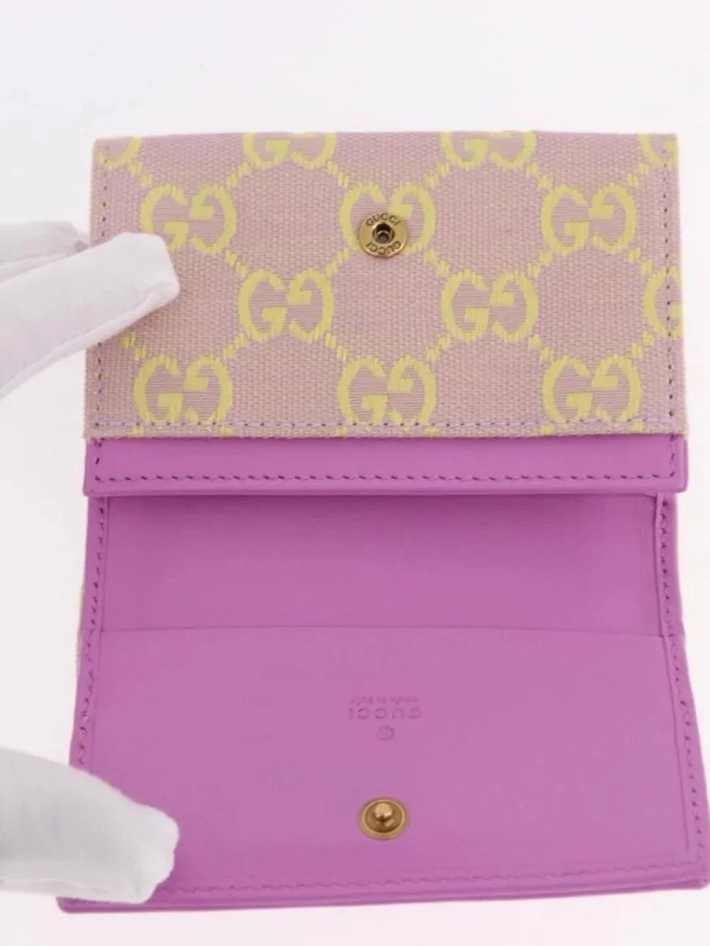GUCCI GG Canvas Card Case Purple 783120 Auth SW2352SM